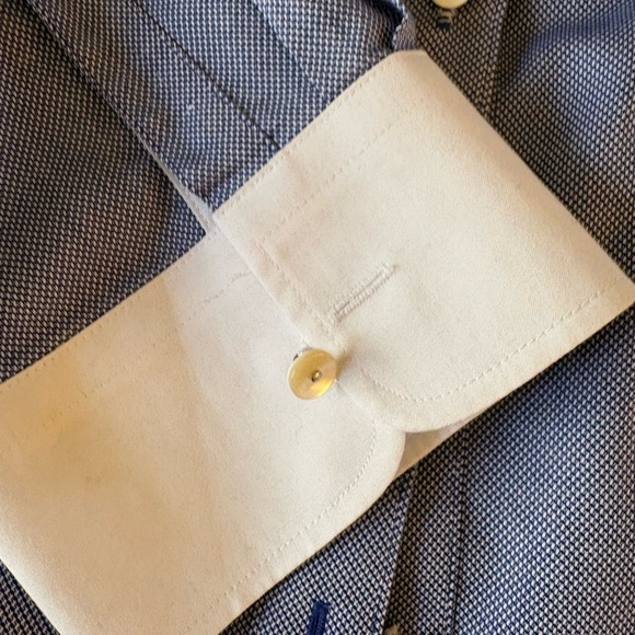 Talbots women’s Blue Tuxedo Shirt with White Details - Picture 3 of 3